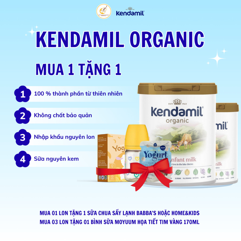 Sữa Công Thức Hữu Cơ Kendamil Organic Chứa HMOs Số 1,2,3 800gam, (Có Tem Phụ)