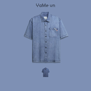 Áo Sơ Mi Jean Nam Tay Ngắn Cổ Bẻ Thời Trang Thương Hiêu Y2010 The Original M001 24472 |YaMe|