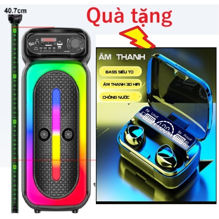 Loa karaoke bluetooth không dây model ZQS-4273M, tặng tai nghe bluetooth M10 Pro