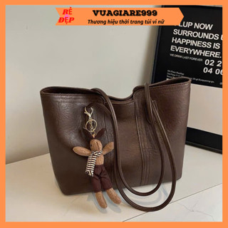 Túi xách nữ dáng tote công sở đeo vai tặng kèm móc thỏ siêu xinh thời trang đi chơi đi học đi làm tiện dụng DC47