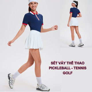 Bộ Váy Tennis Pickleball Nữ Thời Trang Thể Thao Áo Polo Chân Váy Xếp Ly Có Quần Trong Yuripromax