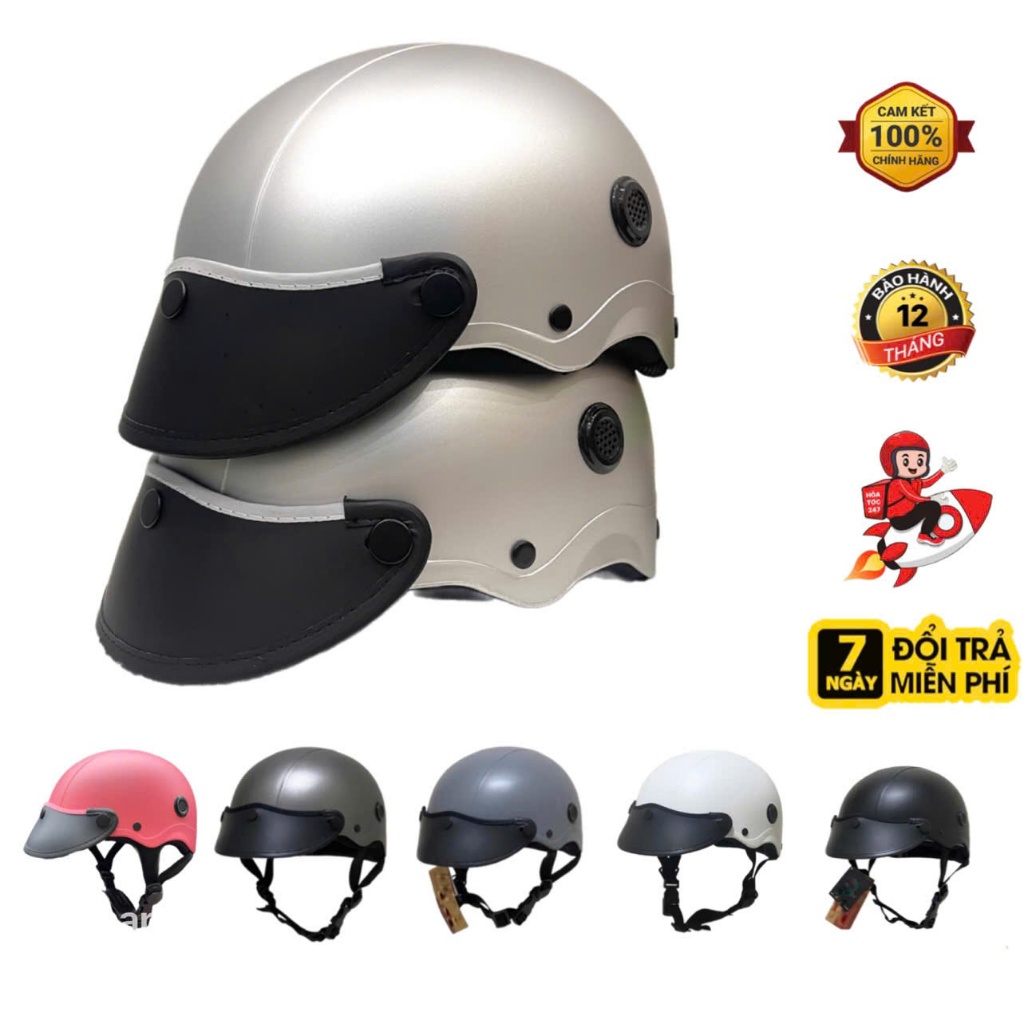 Nón Bảo Nửa Đầu Sơn GRC Có Lỗ Thông Gió, Mỏ Mềm Dẻo Cao Cấp PL05 Helmets