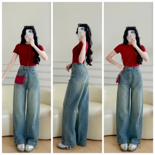  QUẦN SUÔNG NỮ QUẦN BÒ NỮ CẠP CAO TÚI SAU KIỂU CÓ SIZE ĐẾN 65 KG MS 400 