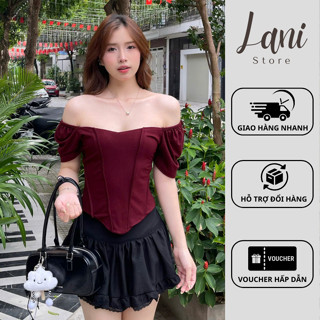 Áo Thun Cổ Vuông Tay Phồng Sang Trọng, Áo Kiểu Ôm Body Tôn Dáng