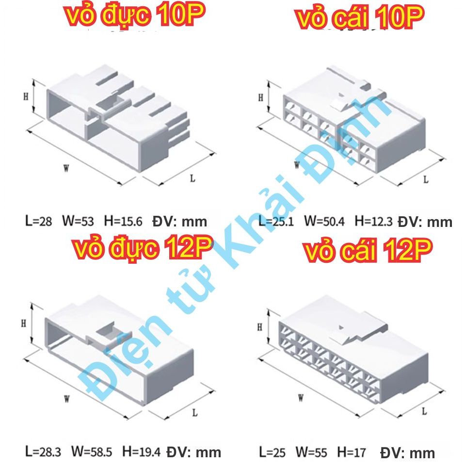 BỘ RỜI ĐẦU NHỰA ĐỰC CÁI, LÕI ĐỒNG ĐỰC CÁI HEADER 6.3mm jack oto ô tô các loại 1P ~ 12P kde1702 | BigBuy360 - bigbuy360.vn