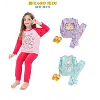 Đồ bộ dài tay bé gái chất thun cotton xuất size nhí 13-27kg, set đồ bộ cho bé gái dài tay mềm mát