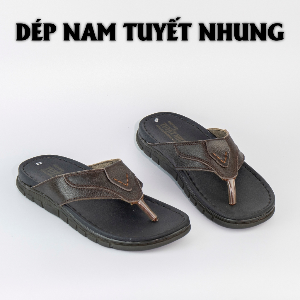 Dép nam xỏ ngón đế DR bản khâu màu nâu MS004