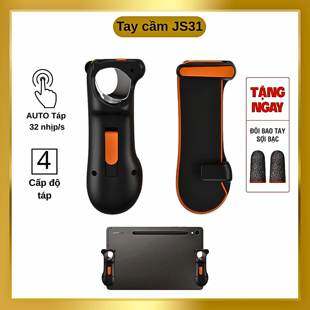 Tay cầm chơi game JS31 dành cho iPad auto táp 32 nhịp/s chơi PUBG Mobile, Free Fire 4 ngón cực nhạy