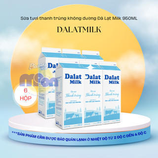  Combo 6 Hộp Sữa Tươi Thanh Trùng Dalatmilk Không đường 950ml 