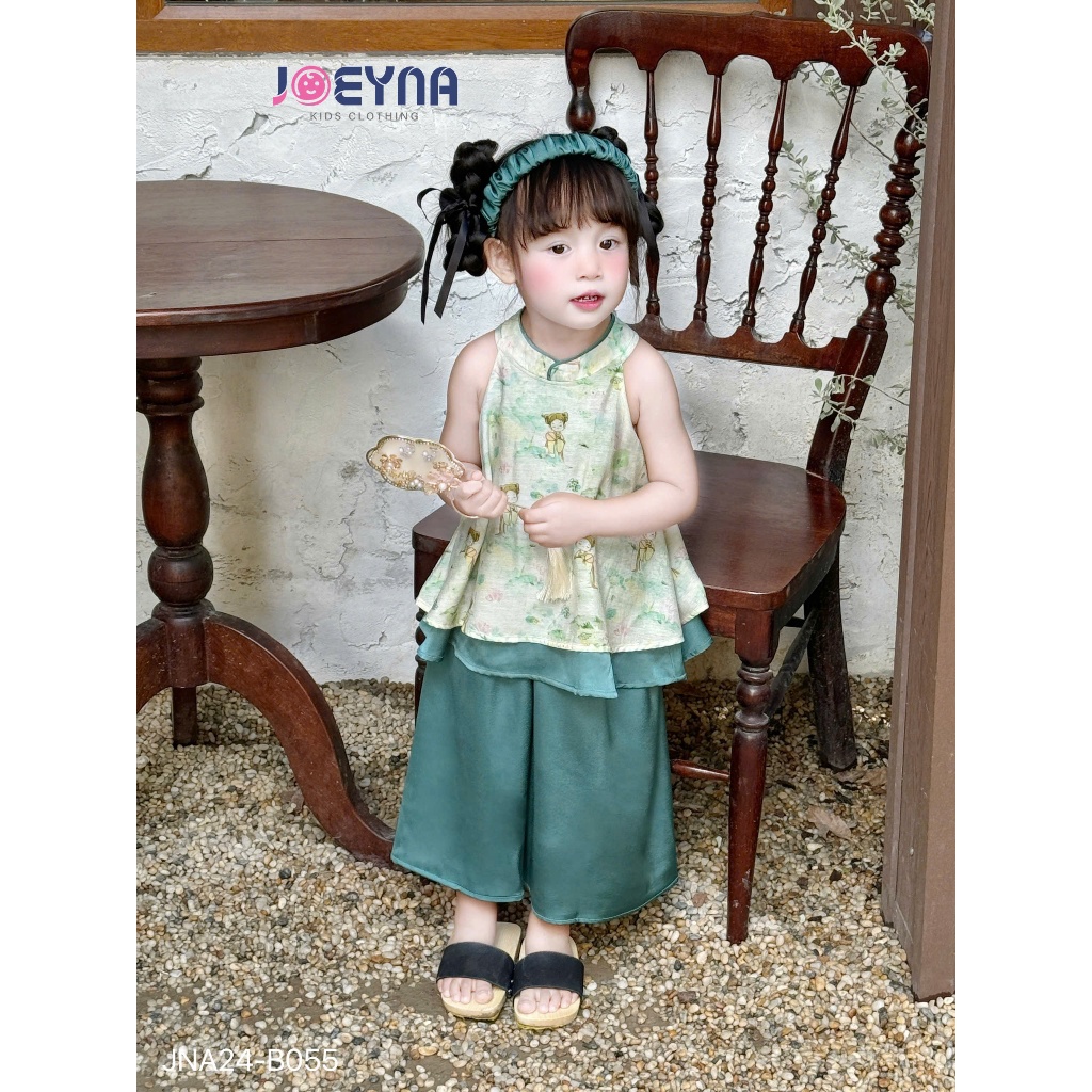 (Tặng Kèm Bờm) Set Yếm Trung Thu Bé Gái Lụa Ngọc Trai Bé Gái JOEYNA - Chất Liệu Mềm Mại, Thoáng Mát