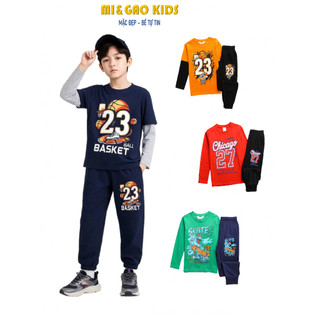 Bộ dài thu đông bé trai Mi Gạo Kids, bộ đồ cho bé trai size đại dài tay chất cotton 23-57kg mã 132
