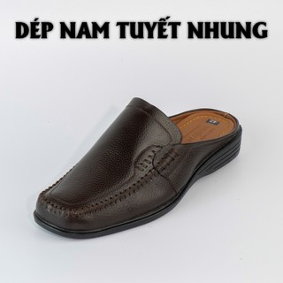 Giày da nam hở gót màu nâu/đen mẫu khâu viền