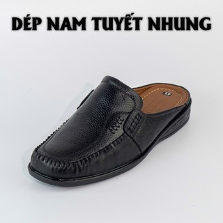 Giày da nam hở gót màu nâu/đen mẫu khâu viền