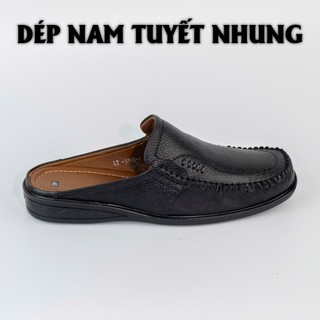 Giày da nam hở gót màu nâu/đen mẫu khâu viền
