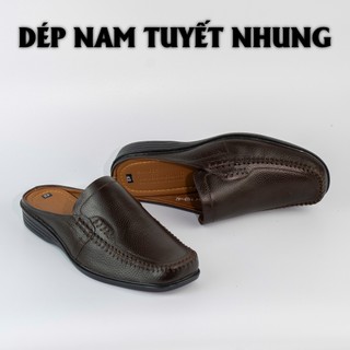 Giày da nam hở gót màu nâu/đen mẫu khâu viền