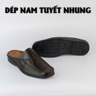 Giày da nam hở gót màu nâu/đen mẫu khâu viền
