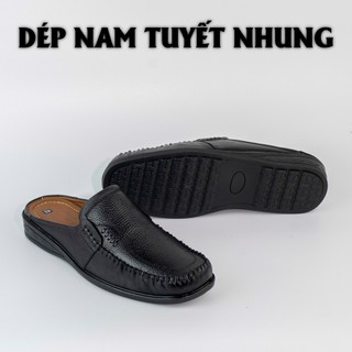 Giày da nam hở gót màu nâu/đen mẫu khâu viền
