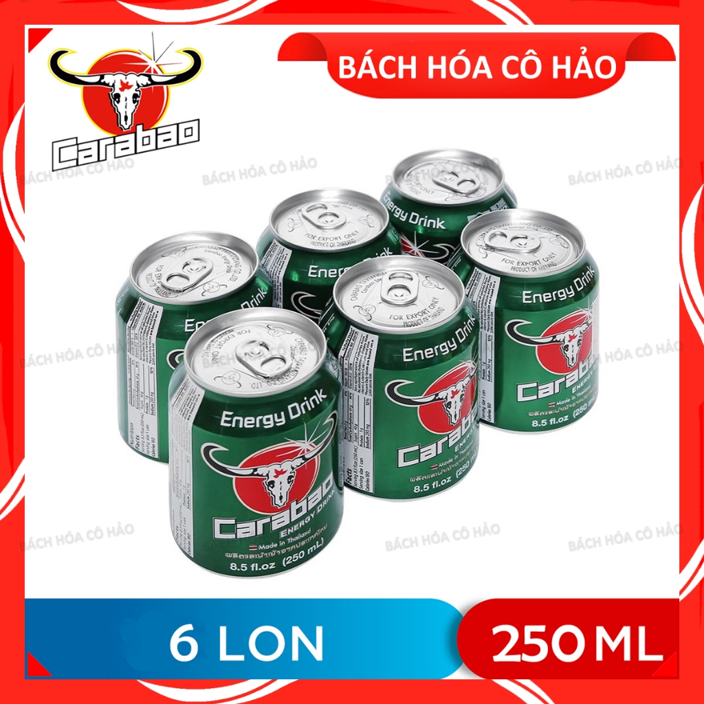 LỐC 6 LON NƯỚC TĂNG LỰC ENERGY DRINK CARABAO 250ML