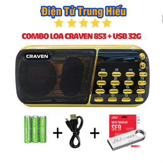 Loa Đài Craven nghe thẻ nhớ, USB, FM, combo bán kèm usb, Máy nghe nhạc mini Caraven CR 853/836s - Bảo Hành 6 tháng