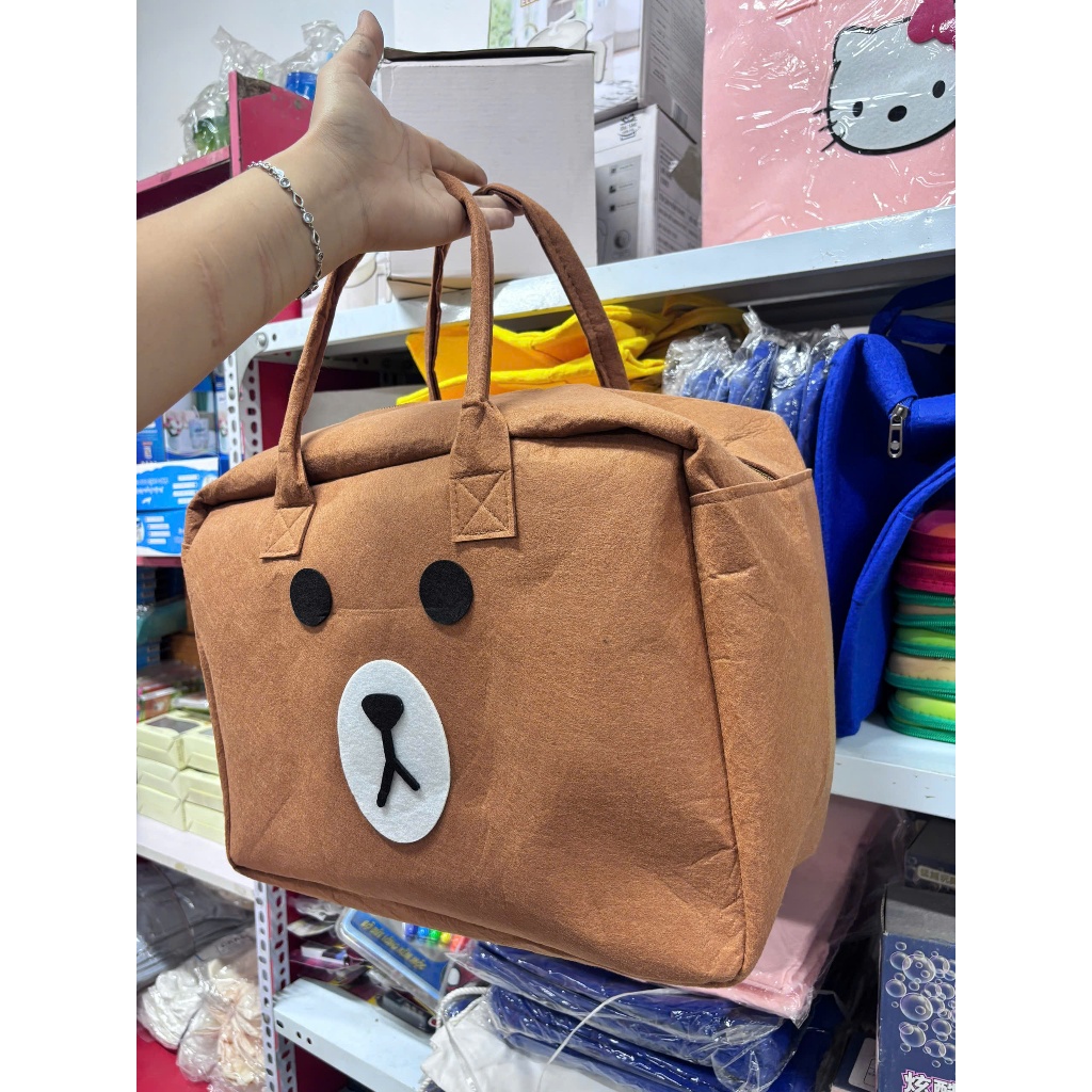 (40x30x20cm) Túi vải nỉ đa năng, túi du lịch cỡ lớn họa tiết hoạt hình dễ thương chống thấm A11