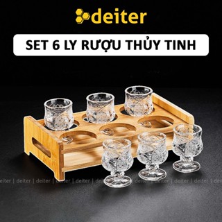 [Set 6] Ly Uống Rượu Thủy Tinh Shot Đẹp DEITER Có Đế Cầm 45ml Trang Trí Phòng Khách DT241102901