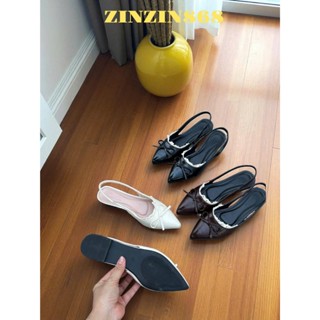 dép nữ- zinzin868- sd 181- Sandal mũi nhọn phối ren nơ ấu mảnh đế 1f- sd 181- h1ren- form chuẩn- 3 màu