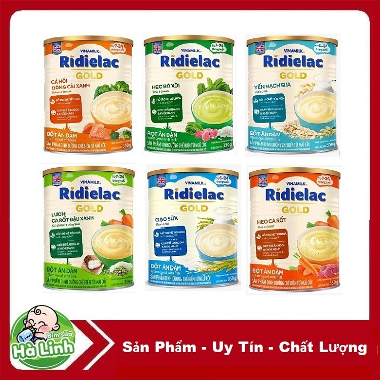 Bột ăn dặm RIDIELAC Gold Vinamilk Đủ Vị ...(hộp thiếc 350g)...