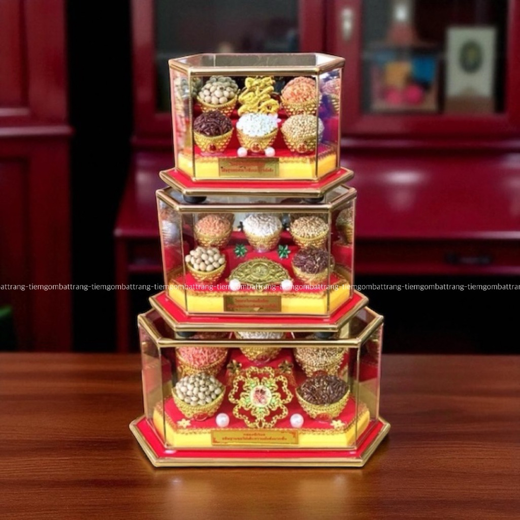 Hộp Ngũ Cốc Phong Thủy 5 Loại Đậu, Ngũ Cốc Thần Tài May Mắn, Hũ Gạo Thần Tài Phong Thuỷ Bày Ban Thần