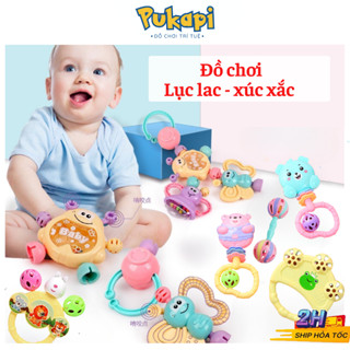 Bộ Đồ Chơi Lục Lạc Xúc Xắc 7 Món Cầm Tay Nhiều Màu Sắc Set 7 Món Âm Thanh Hình Thú Cho Bé Sơ Sinh-Đồ Chơi Cho Bé PUKAPI