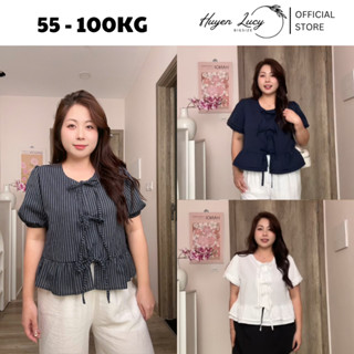 ÁO BABYDOLL DÂY BUỘC NƠ chất kaki phẩy điệu đà thanh lịch cá tính đi biển đi chơi hot trend Huyền Lucy Bigsize
