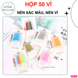  HỘP 50 VỈ NẾN Sắc Màu trang trí bánh kem trang trí bánh sinh nhật 