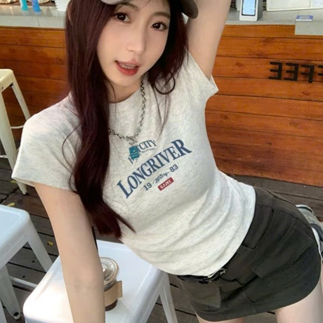 Áo thun babytee ôm body ngắn tay chất vải cotton co giãn in chữ LONGRIVER PHOENIX.STORE