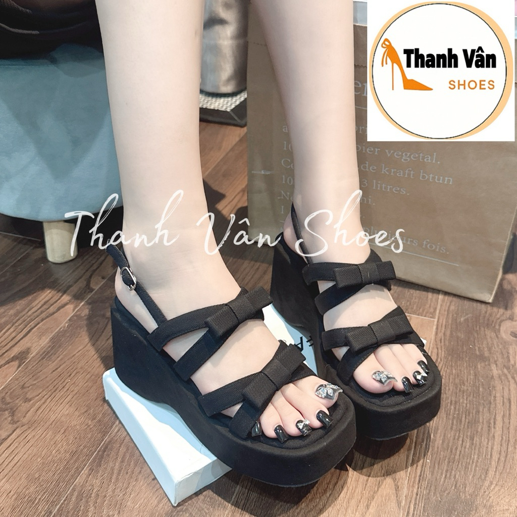 Giày Sandan quai nơ cao 7 phân 4 màu(D0086)