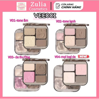 [VEECCI] Bảng Phấn Tạo khối VEECCI Kèm Bắt Sáng 4 Ô Đa năng tích hợp Má hồng