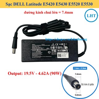 Sạc laptop dell latitude e5420 e5430 e5520 e5530 19.5v - 4.62a chân kim to kích thước 7.4mm x 5.0mm - nhập khẩu