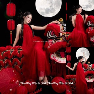  Áo yếm nữ lưới đỏ tươi mặc tết chụp ảnh trung thu 