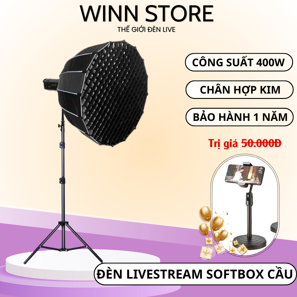 Đèn livestream cao cấp softbox bát giác, Softbox Tổ ong cung cấp ánh sáng livestream,quay video, chụp ảnh sản phẩm