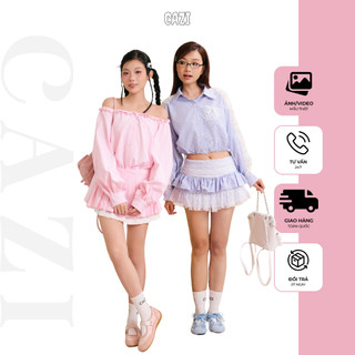 [Lẻ chân váy] Cazi Besty Skirt - Chân váy xòe tầng phối (màu xanh)
