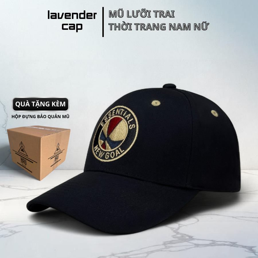 Nón lưỡi trai Esentials đen logo chữ trắng mũ kết thời trang nam nữ basic form cứng hàng xuất dư