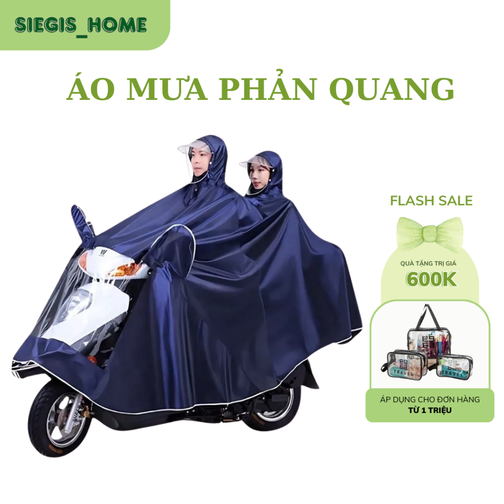 ( Hàng Loại 1 ) Áo mưa đi xe máy 1 người và 2 người che phủ toàn thân kèm kính chắn mưa tiện lợi