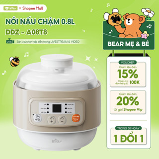 Nồi Nấu Cháo Chậm BEAR 0.8L Nồi Nấu Chậm Chưng Yến Nấu Cháo Ăn Dặm Cho Mẹ Bé Nồi Hầm Thức Ăn Cho Bé Ăn Dặm DDZ-A08T8