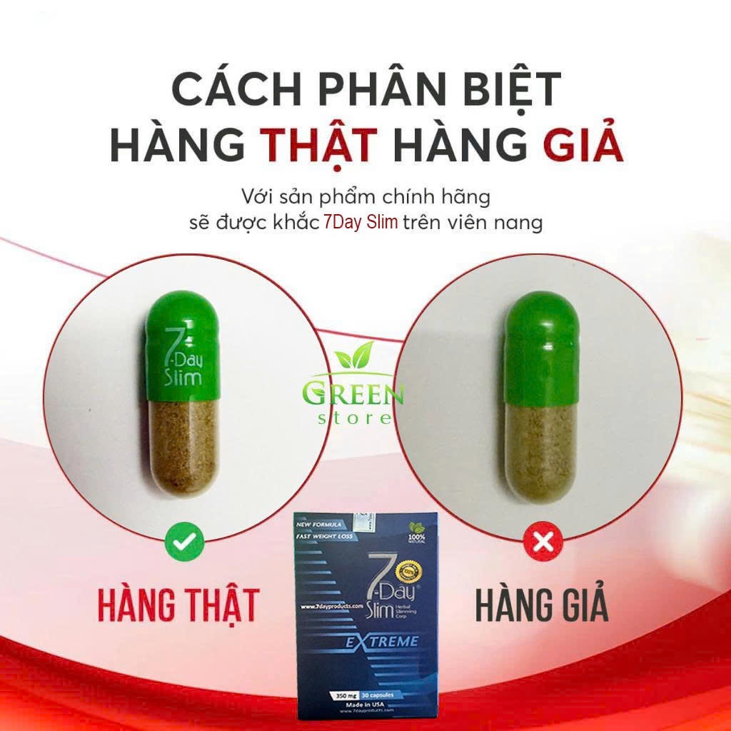 Viên uống giảm cân 7 Day Slim USA 30 Viên - viên nang CÓ LOGO 7-DAY SLIM hộp 30 viên date mới nhất