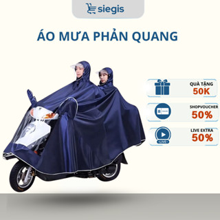 Áo Mưa Phản Quang SIEGIS Che Phủ Toàn Đi Xe 1 Người Và 2 Người Kèm Kính Chắn Mưa Hiệu Quả