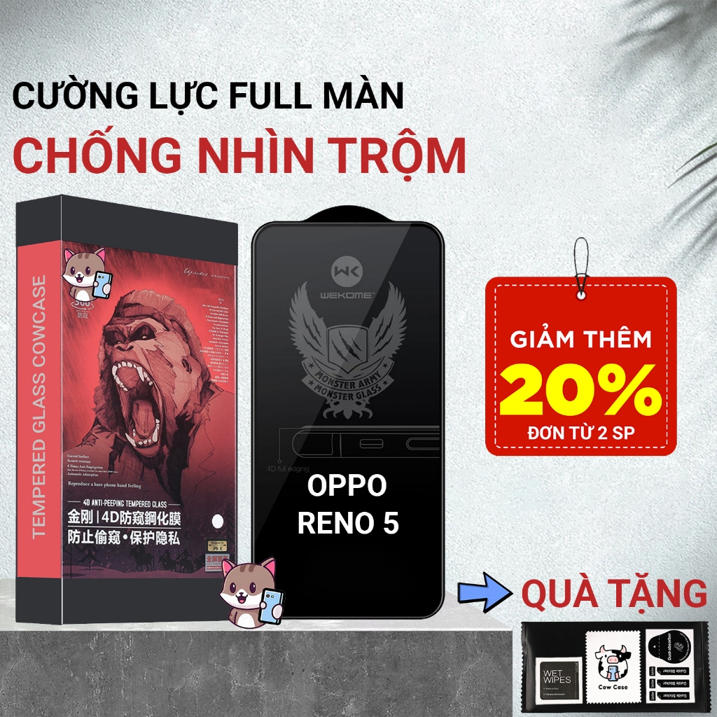 Kính cường lực Oppo Reno5 , Reno 5 Meocase chống nhìn trộm full màn | Miếng dán bảo vệ màn hình cho 
