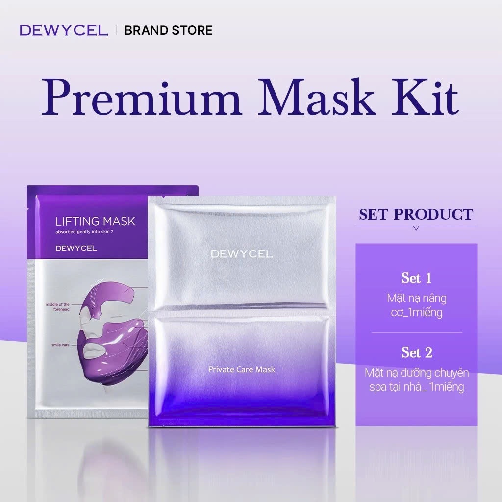 Combo Premium Mask Kit 1 mặt nạ Dewycel Lifting Mask + 1 mặt nạ Dewycel Private Care Mask