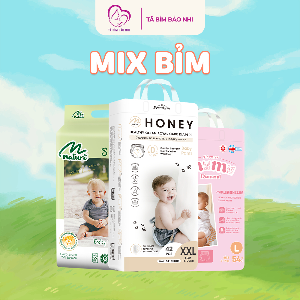 Tã Bỉm Dán Quần Honey Premium, Tã Momo Diamond, Bỉm Momo Nature Cho Bé Full Size