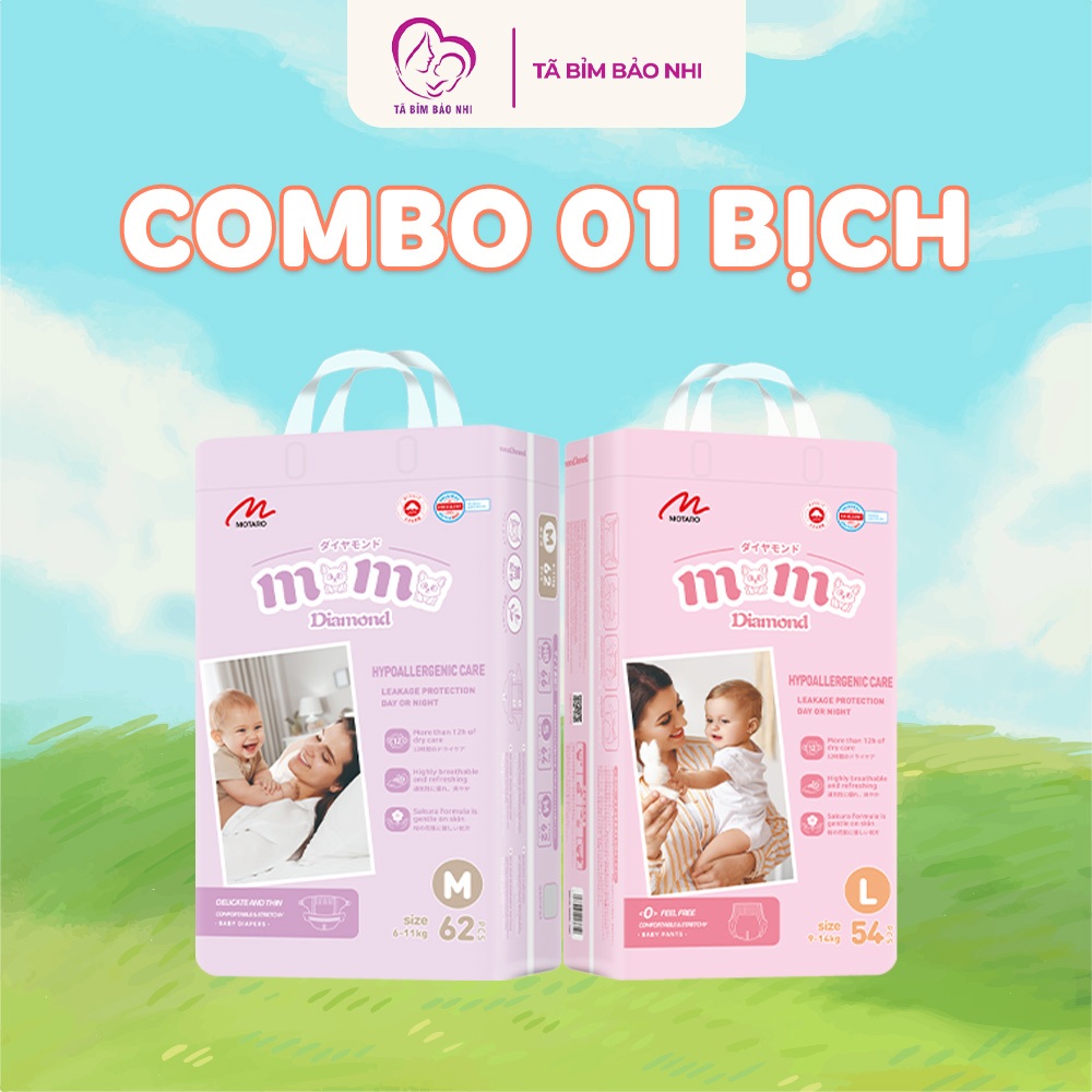 Tã Bỉm MOMO DIAMOND Chính Hãng Bản Mới, Bỉm Dán/Quần Cho Bé Full Size