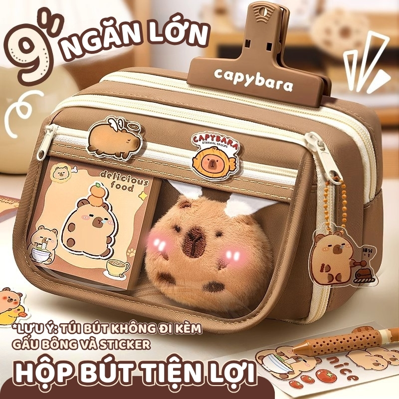 Hộp Bút Vải Canvas 2 Ngăn Dung Tích Lớn - Túi Đựng Bút Dung Tích Lớn - Phong Cách hàn Quốc