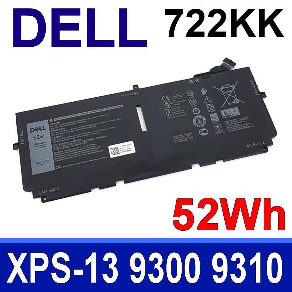 Pin ZIN Dell XPS 13 9300 2020 i5 FHD XPS 13 9310 WN0N0 52Wh 722KK
