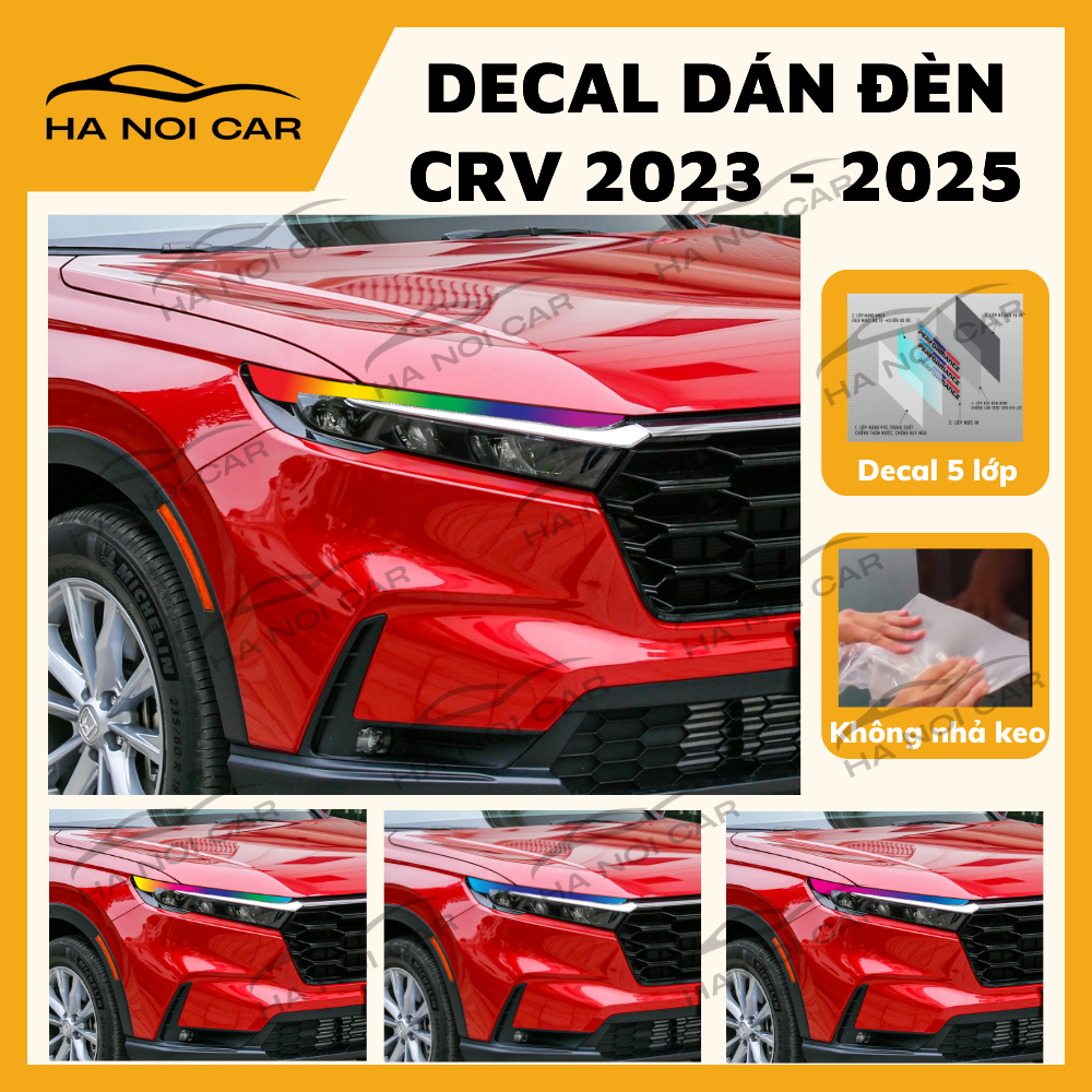 Tem dán đèn CRV 2023 - 2025(2 bên), Decal dán đổi màu đèn CRV 2023 - 2025 ,Tem decal 3 lớp không pha